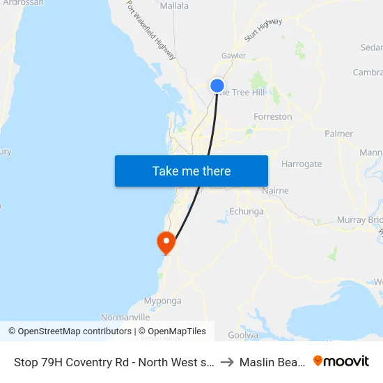 Stop 79H Coventry Rd - North West side to Maslin Beach map
