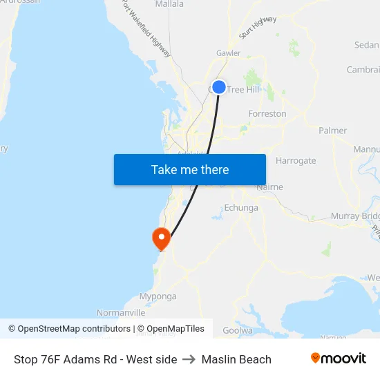 Stop 76F Adams Rd - West side to Maslin Beach map