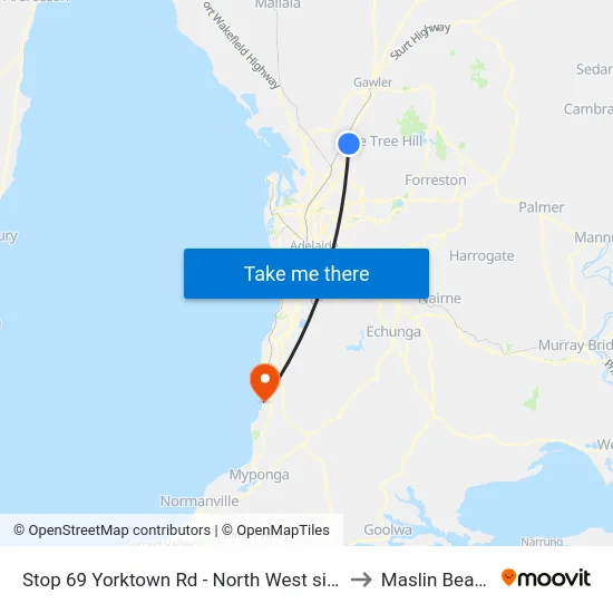 Stop 69 Yorktown Rd - North West side to Maslin Beach map
