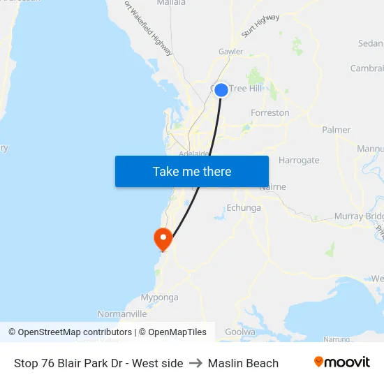 Stop 76 Blair Park Dr - West side to Maslin Beach map