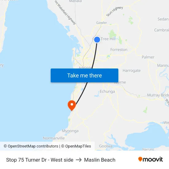 Stop 75 Turner Dr - West side to Maslin Beach map
