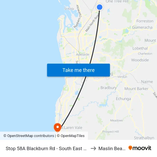 Stop 58A Blackburn Rd - South East side to Maslin Beach map