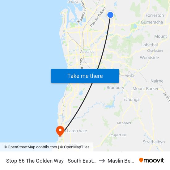 Stop 66 The Golden Way - South East side to Maslin Beach map