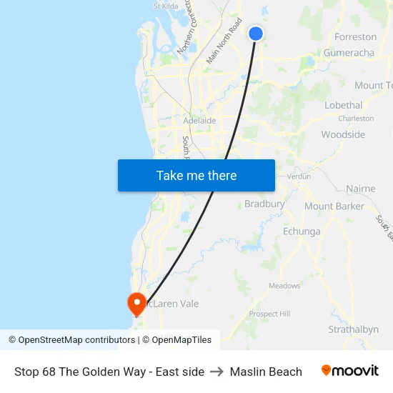 Stop 68 The Golden Way - East side to Maslin Beach map