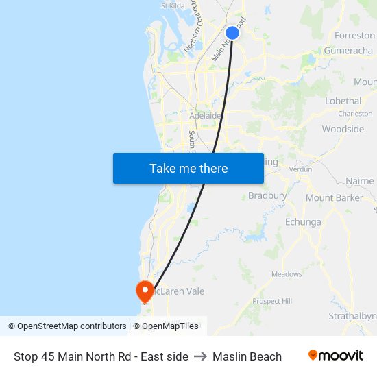 Stop 45 Main North Rd - East side to Maslin Beach map