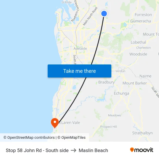 Stop 58 John Rd - South side to Maslin Beach map