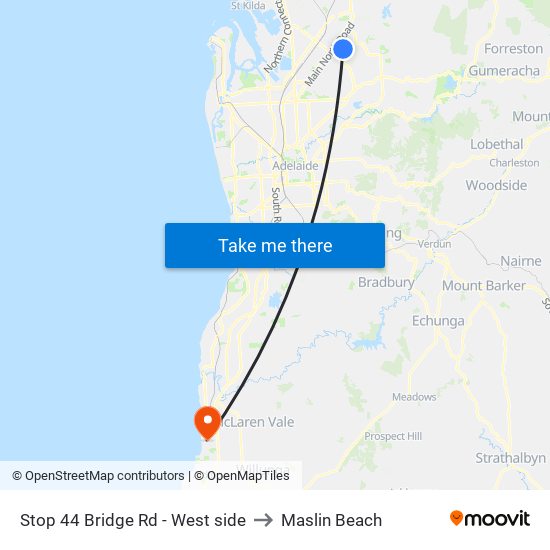 Stop 44 Bridge Rd - West side to Maslin Beach map