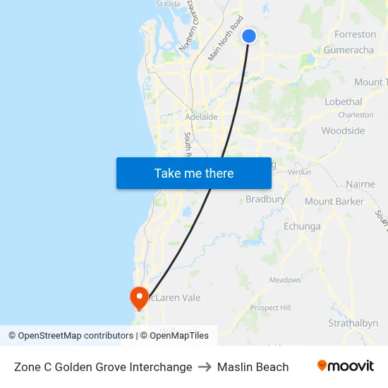 Zone C Golden Grove Interchange to Maslin Beach map
