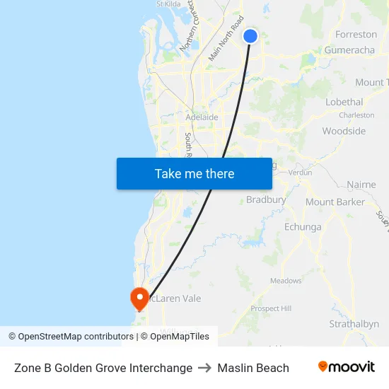 Zone B Golden Grove Interchange to Maslin Beach map