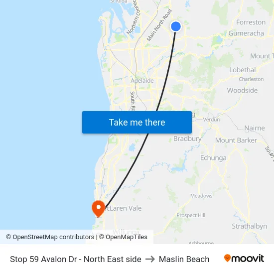 Stop 59 Avalon Dr - North East side to Maslin Beach map