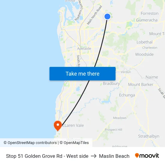 Stop 51 Golden Grove Rd - West side to Maslin Beach map