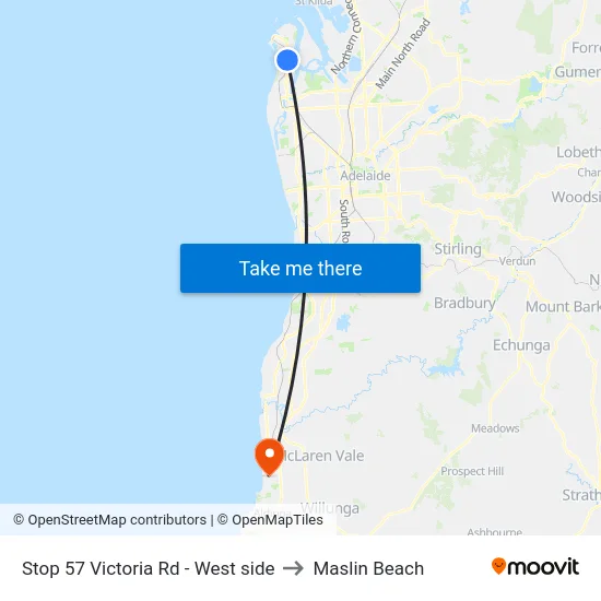 Stop 57 Victoria Rd - West side to Maslin Beach map