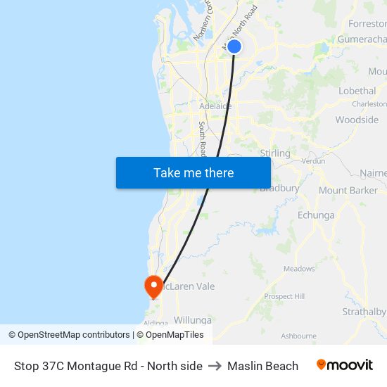 Stop 37C Montague Rd - North side to Maslin Beach map