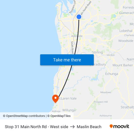 Stop 31 Main North Rd - West side to Maslin Beach map