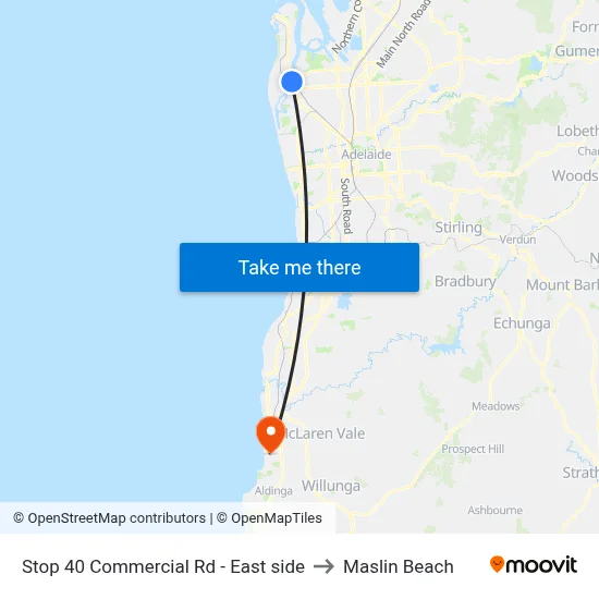 Stop 40 Commercial Rd - East side to Maslin Beach map