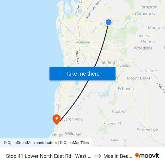 Stop 41 Lower North East Rd - West side to Maslin Beach map