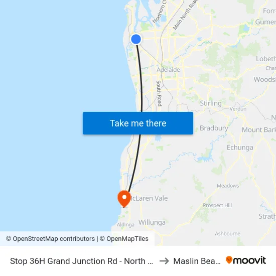 Stop 36H Grand Junction Rd - North side to Maslin Beach map