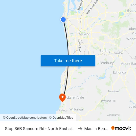Stop 36B Sansom Rd - North East side to Maslin Beach map