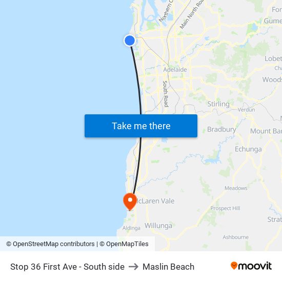 Stop 36 First Ave - South side to Maslin Beach map