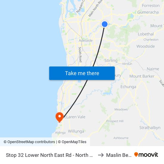 Stop 32 Lower North East Rd - North West side to Maslin Beach map