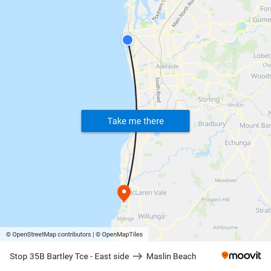 Stop 35B Bartley Tce - East side to Maslin Beach map