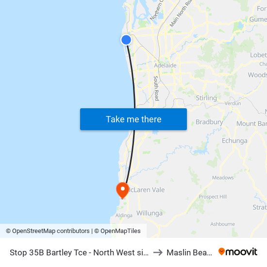 Stop 35B Bartley Tce - North West side to Maslin Beach map