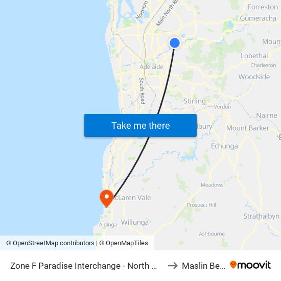 Zone F Paradise Interchange - North West side to Maslin Beach map