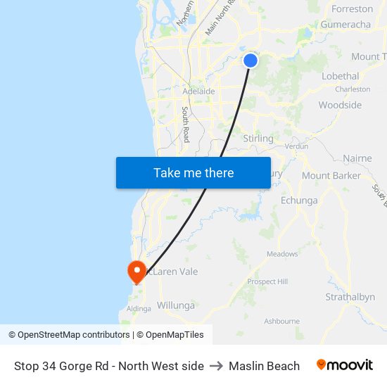 Stop 34 Gorge Rd - North West side to Maslin Beach map