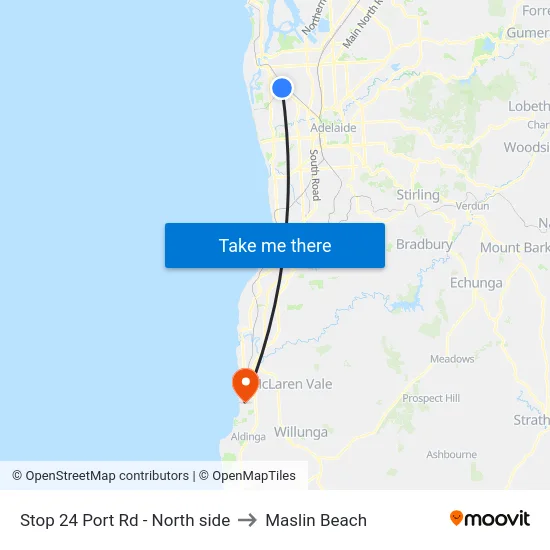 Stop 24 Port Rd - North side to Maslin Beach map