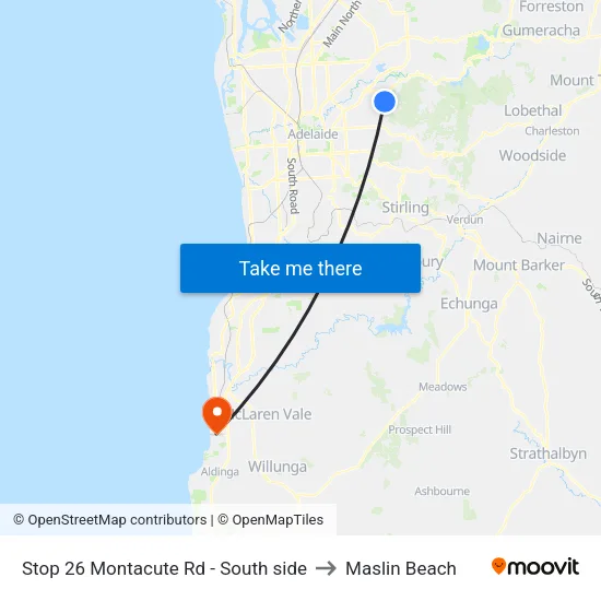 Stop 26 Montacute Rd - South side to Maslin Beach map