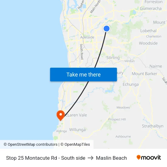 Stop 25 Montacute Rd - South side to Maslin Beach map
