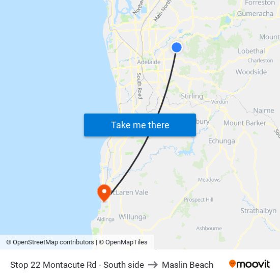 Stop 22 Montacute Rd - South side to Maslin Beach map