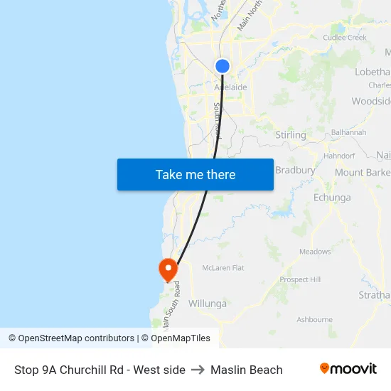 Stop 9A Churchill Rd - West side to Maslin Beach map