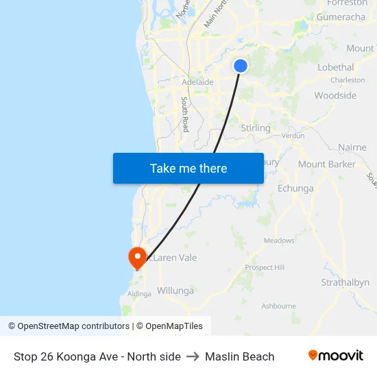 Stop 26 Koonga Ave - North side to Maslin Beach map