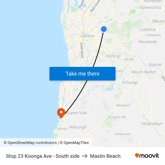 Stop 23 Koonga Ave - South side to Maslin Beach map