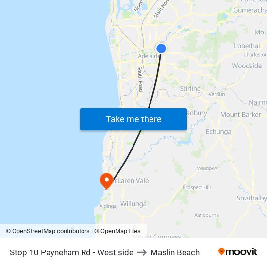 Stop 10 Payneham Rd - West side to Maslin Beach map