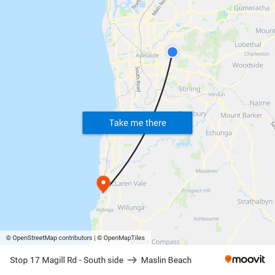 Stop 17 Magill Rd - South side to Maslin Beach map