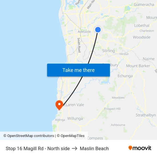 Stop 16 Magill Rd - North side to Maslin Beach map