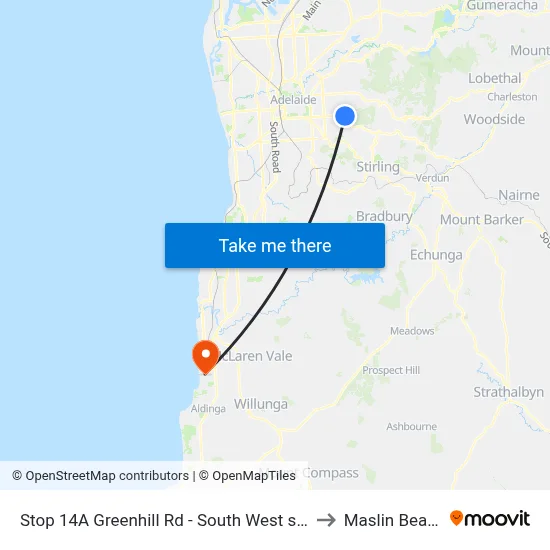Stop 14A Greenhill Rd - South West side to Maslin Beach map