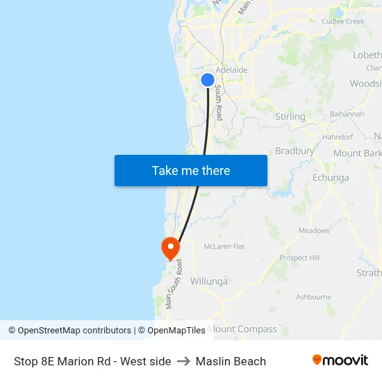 Stop 8E Marion Rd - West side to Maslin Beach map