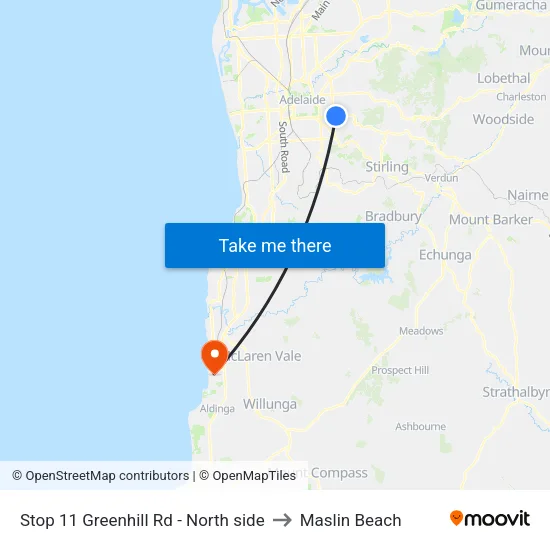 Stop 11 Greenhill Rd - North side to Maslin Beach map