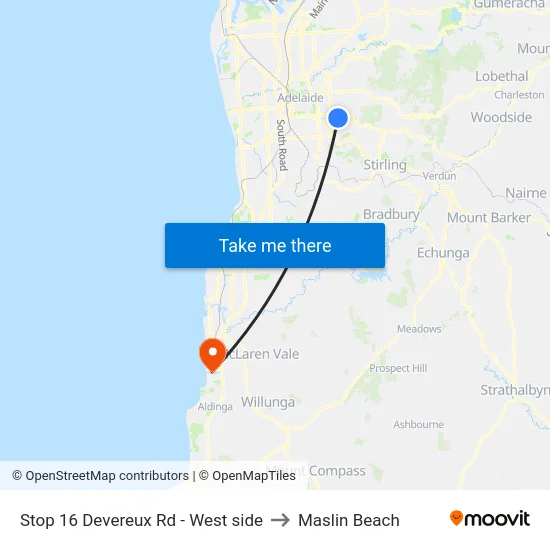 Stop 16 Devereux Rd - West side to Maslin Beach map
