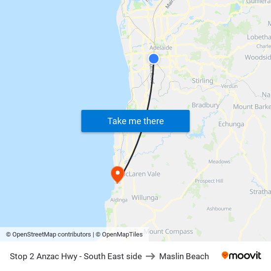 Stop 2 Anzac Hwy - South East side to Maslin Beach map