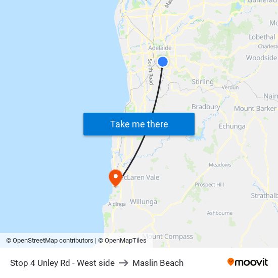 Stop 4 Unley Rd - West side to Maslin Beach map