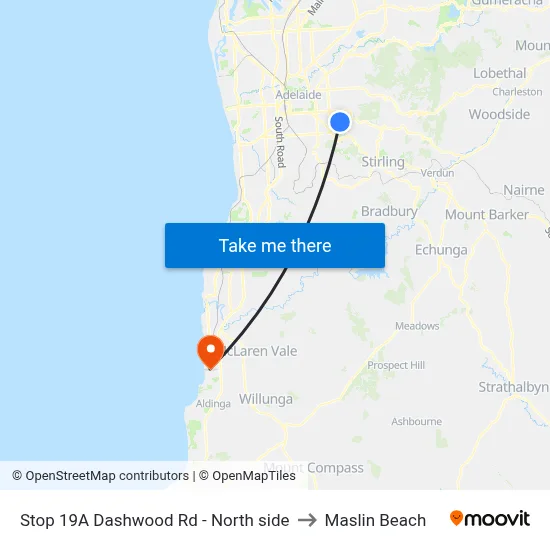 Stop 19A Dashwood Rd - North side to Maslin Beach map