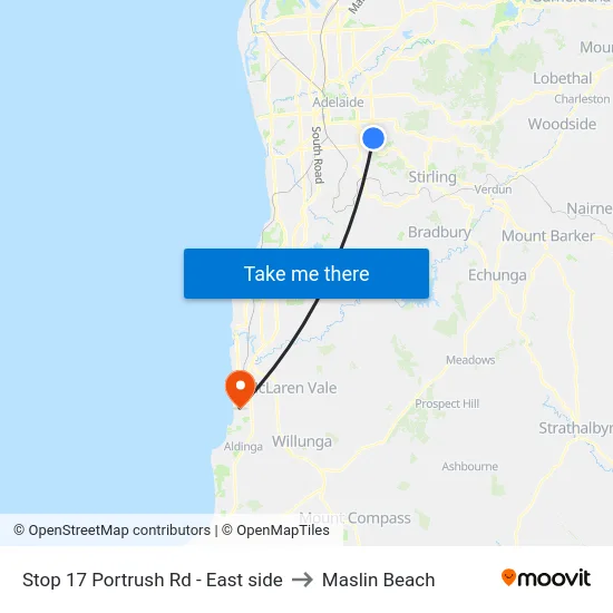 Stop 17 Portrush Rd - East side to Maslin Beach map