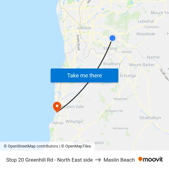 Stop 20 Greenhill Rd - North East side to Maslin Beach map