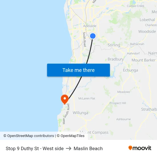 Stop 9 Duthy St - West side to Maslin Beach map