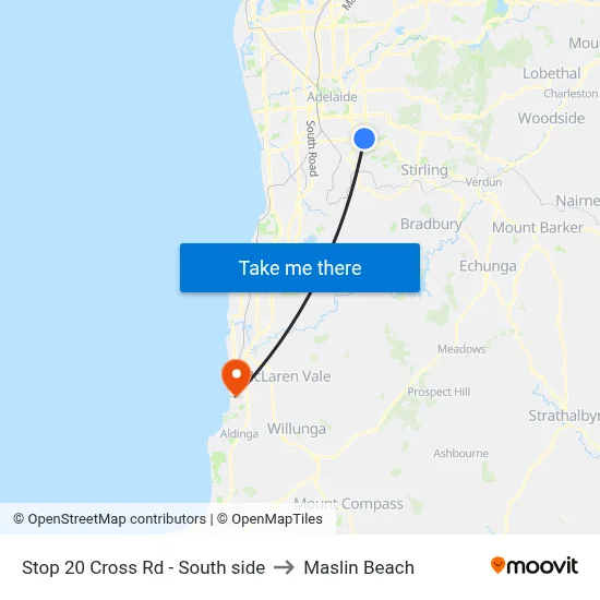Stop 20 Cross Rd - South side to Maslin Beach map