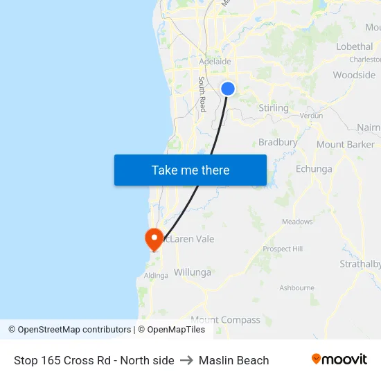 Stop 165 Cross Rd - North side to Maslin Beach map